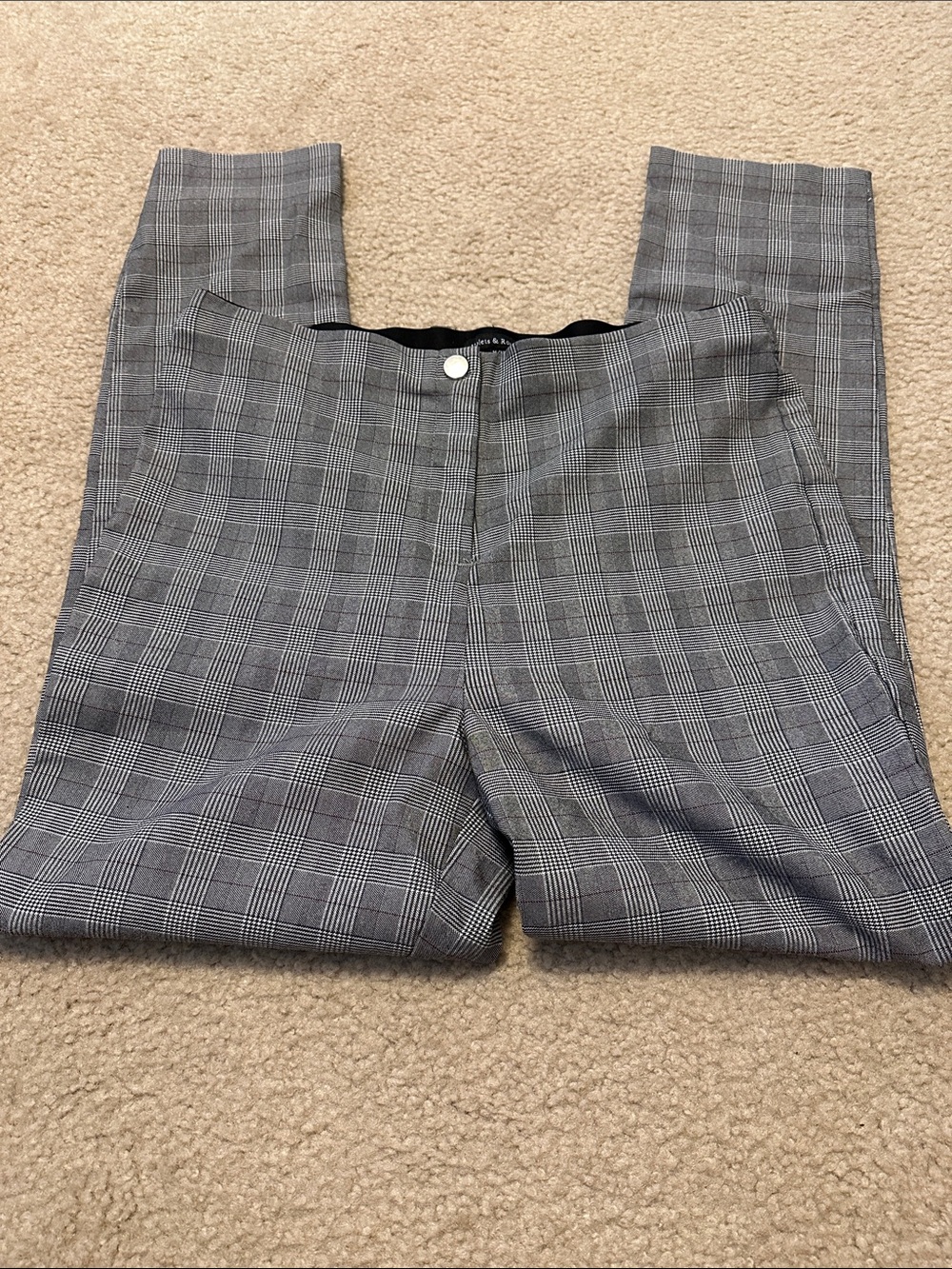 Checked Straight-Leg Trousers in Gray